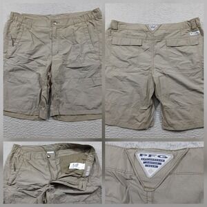 Columbia PFG Mens Shorts Size 38 Tan Omni-Shade UPF Fishing Hiking EUC